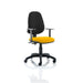 Dynamic Tilt & Lock Task Operator Chair Height Adjustable Arms Eclipse Plus II Black Back, Senna Yellow Seat Without Headrest High Back