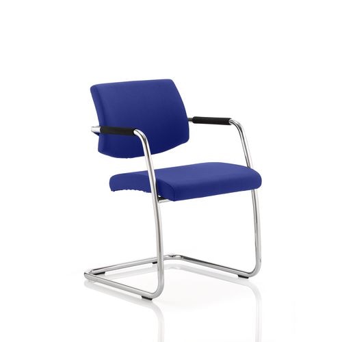 Dynamic Visitor Chair Fixed Armrest Havanna Seat Stevia Blue Fabric