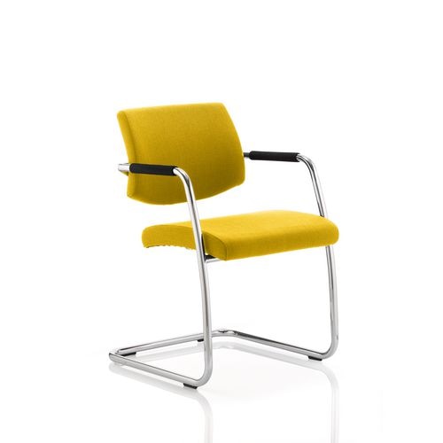 Dynamic Visitor Chair Fixed Armrest Havanna Seat Senna Yellow Fabric