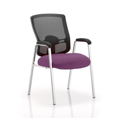 Dynamic Visitor Chair Fixed Armrest Portland Seat Tansy Purple Fabric