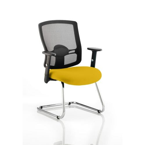 Dynamic Visitor Chair Adjustable Armrest Portland Seat Senna Yellow Fabric