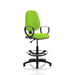 Dynamic Permanent Contact Backrest Task Operator Chair Loop Arms Eclipse I Myrrh Green Seat Without Headrest High Back and Hi Rise Draughtsman Kit