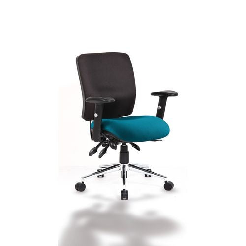 Dynamic Independent Seat & Back Task Operator Chair Height Adjustable Arms Chiro Maringa Teal Seat Without Headrest Medium Back