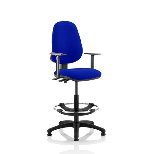 Dynamic Permanent Contact Backrest Task Operator Chair Height Adjustable Arms Eclipse II Admiral blue Seat Without Headrest High Back