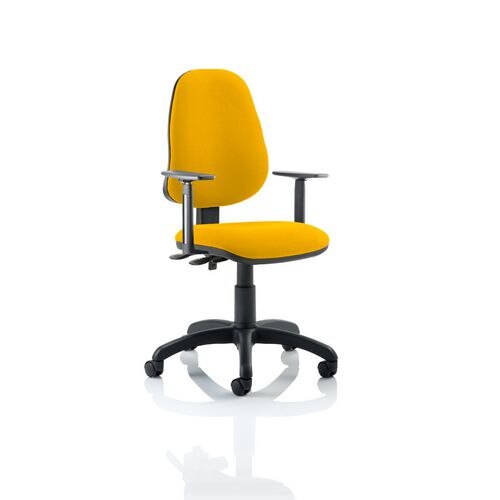 Dynamic Permanent Contact Backrest Task Operator Chair Height Adjustable Arms Eclipse II Senna Yellow Seat Without Headrest High Back