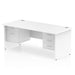 Dynamic Rectangular Office Desk White MFC Panel End Leg White Frame Impulse 1 x 2 Drawer 1 x 3 Drawer Fixed Ped 1800 x 800 x 730mm