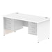 Dynamic Rectangular Office Desk White MFC Panel End Leg White Frame Impulse 2 x 3 Drawer Fixed Ped 1600 x 800 x 730mm