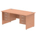 Dynamic Rectangular Office Desk Beech MFC Panel End Leg Beech Colour Frame Impulse 2 x 3 Drawer Fixed Ped 1600 x 800 x 730mm