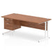 Dynamic Rectangular Office Desk Walnut MFC Cantilever Leg White Frame Impulse 1 x 2 Drawer Fixed Ped 1800 x 800 x 730mm