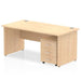 Dynamic Rectangular Straight Desk Maple MFC Panel End Leg Maple Frame Impulse 1 x 3 Drawer Mobile Pedestal 1800 x 800 x 730mm