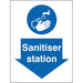 Stewart Superior Health and Safety Sign Sanitiser Station Vinyl Blue, White 20 x 15 cm