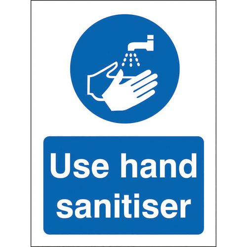 Stewart Superior Health and Safety Sign Use hand sanitiser Vinyl Blue, White 30 x 20 cm