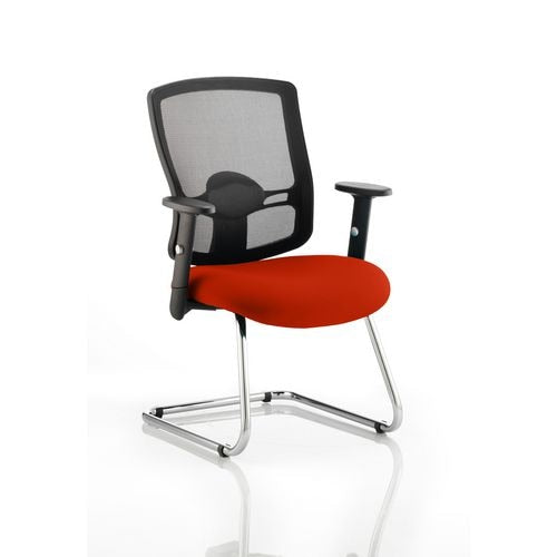 Dynamic Visitor Chair Adjustable Armrest Portland Seat Tobasco Red Fabric