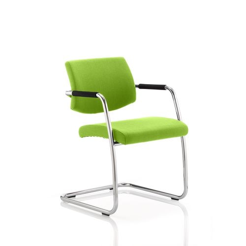 Dynamic Visitor Chair Fixed Armrest Havanna Seat Myrrh Green Fabric