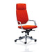 Dynamic Knee Tilt Executive Chair Fixed Arms Xenon Tabasco Red, White Shell With Headrest High Back