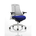 Dynamic Synchro Tilt Task Operator Chair Height Adjustable Arms Flex White Back, Stevia Blue Seat, White Frame Without Headrest Medium Back