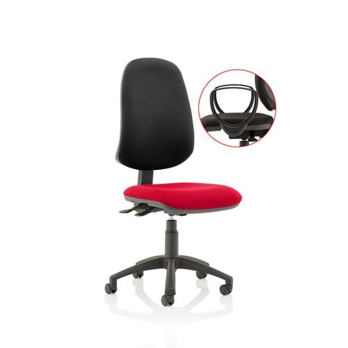 Dynamic Independent Seat & Back Task Operator Chair Loop Arms Eclipse Plus XL Black Back, Bergamot Cherry Seat Without Headrest High Back