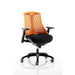 Dynamic Synchro Tilt Task Operator Chair Height Adjustable Arms Flex Orange Back, BLack Seat, Black Frame Without Headrest Medium Back