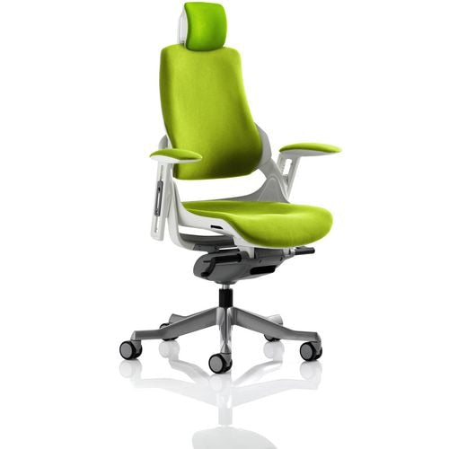 Dynamic Synchro Tilt Executive Chair Height Adjustable Arms Zure Myrrh Green Seat With Headrest High Back