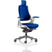 Dynamic Synchro Tilt Executive Chair Height Adjustable Arms Zure Stevia Blue Seat With Headrest High Back