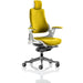 Dynamic Synchro Tilt Executive Chair Height Adjustable Arms Zure Senna Yellow Seat With Headrest High Back