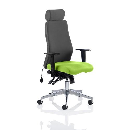 Dynamic Independent Seat & Back Posture Chair Height Adjustable Arms Onyx Ergo Myrrh Green Seat With Headrest High Back