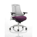 Dynamic Synchro Tilt Task Operator Chair Height Adjustable Arms Flex Moonstone White Back, Tansy Purple Seat, White Frame Medium Back