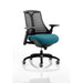 Dynamic Synchro Tilt Task Operator Chair Height Adjustable Arms Flex Black Back, Maringa Teal Seat, Black Frame Medium Back