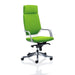 Dynamic Knee Tilt Visitor Chair Fixed Arms Xenon Myrrh Green Seat, White Shell With Headrest High Back