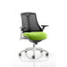 Dynamic Synchro Tilt Task Operator Chair Height Adjustable Arms Flex Black Back, Myrrh Green Seat, White Frame Medium Back