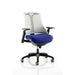 Dynamic Synchro Tilt Task Operator Chair Height Adjustable Arms Flex White Back, Stevia Blue Seat, Black Frame Medium Back