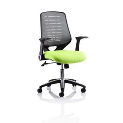 Dynamic Tilt & Lock Task Operator Chair Folding Arms Relay Silver Back, Myrrh Green Seat Without Headrest Medium Back