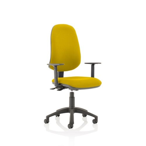 Dynamic Permanent Contact Backrest Task Operator Chair Height Adjustable Arms Eclipse Plus XL Senna Yellow Seat Without Headrest High Back