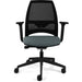 Synchro Tilt Office Chair 2D Armrest Ultra Black Designer Mesh Back, Black Frame, Dark Grey Fabric Seat