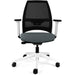 Synchro Tilt Office Chair 2D Armrest Ultra Black Mesh Back, White Frame, Dark Grey Fabric Seat