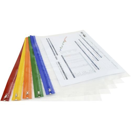 Rapesco Zip Lock Bags 1507 A3 Zip PP (Polypropylene) 42 (W) x 3 (D) x 29.7 (H) cm Assorted Pack of 5