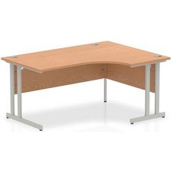 Dynamic Radial Right Hand Crescent Desk Oak MFC Cantilever Leg Grey Frame Impulse 1600/1200 x 600/800 x 730mm