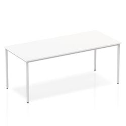 Dynamic Rectangular Straight Table White MFC Box Frame Leg Silver Frame Impulse 1800 x 800 x 725mm