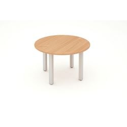 Round Meeting Table Beech MFC Post Legs Silver Impulse 1200 x 1200 x 730mm