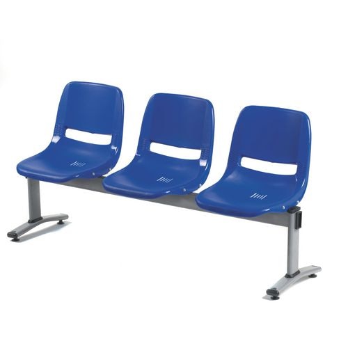 GPC BBT03Z 3 heavy duty polypropylene chairs mounted on a strong and durable frame