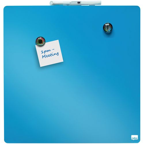 Nobo Mini Wall Mountable Magnetic Whiteboard Tile 1903873 Lacquered Steel Frameless 360 mm x 360 mm Blue