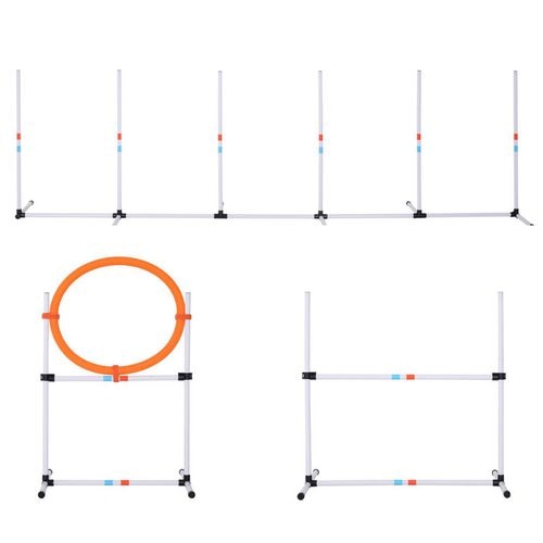 PawHut Dog Agility Set White, Yellow 650 mm x 3280 mm x 9450 mm