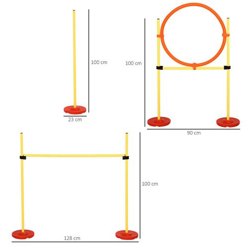 PawHut Pet Agility Set High Jump, Swerving around Poles, Jumping Ring Yellow