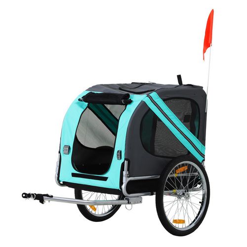 PawHut Pet Bike Trailer Green, Grey 730 mm x 1300 mm x 900 mm