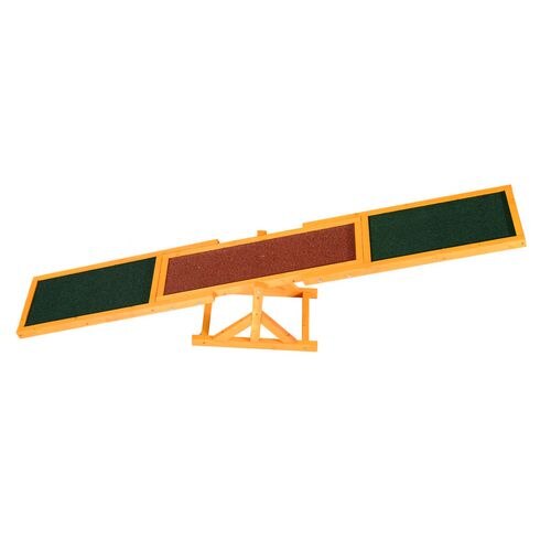 PawHut Pet Seesaw Natural, Brown, Green 300 mm x 1800 mm x 300 mm