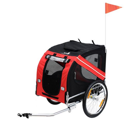 PawHut Pet Trailer Red, Black 730 mm x 1300 mm x 900 mm