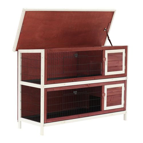 PawHut Rabbit Cage Brown, White 500 mm x 1364 mm x 930 mm