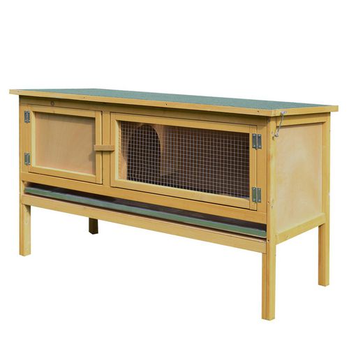 PawHut Rabbit Hutch Yellow, Green 443 mm x 1150 mm x 650 mm