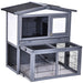 PawHut Rabbit Hutch Grey, White 900 mm x 1015 mm x 1000 mm