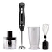 MasterChef Stick Blender 200 W with 700 ml Measuring Cup, Whisk and Chopper Bowl UK Stainless Steel Black